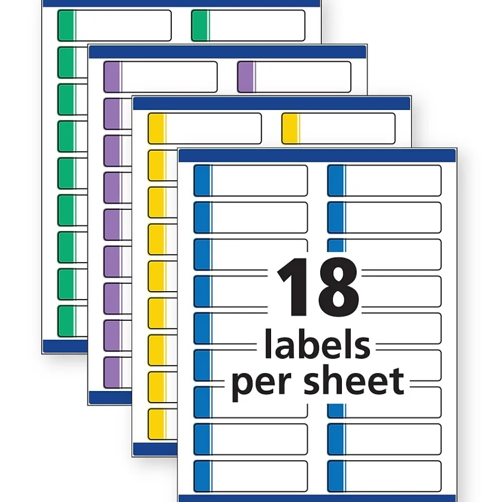 Labels|Avery TrueBlock Laser/Inkjet Extra Large File Folder Labels, 15/16" x 3-7/16", Assorted Colors, 450 Labels/Pack (5026)