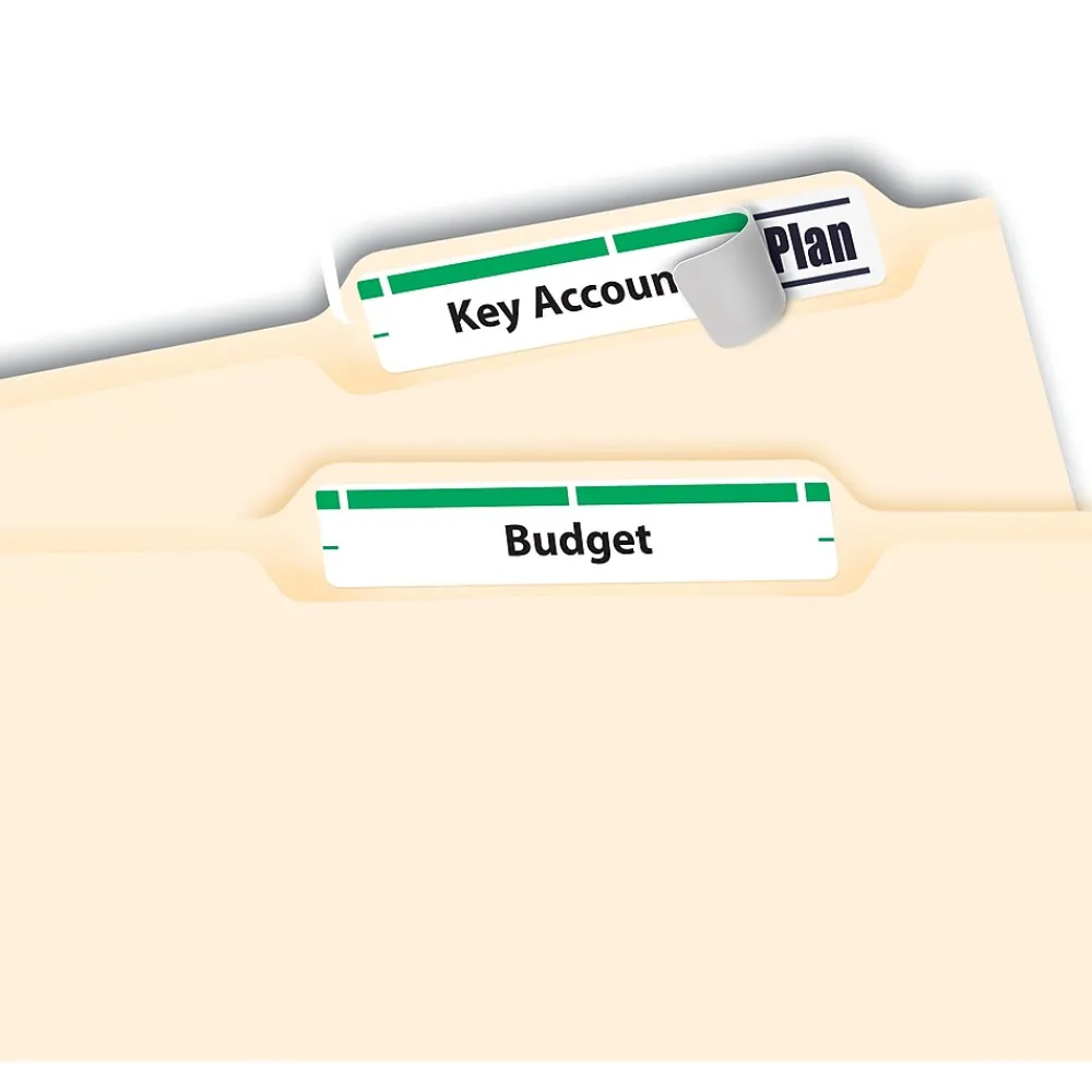 Labels|Avery TrueBlock Laser/Inkjet File Folder Labels, 2/3" x 3-7/16", White/, 1,500 Labels/Pack (5866) Green