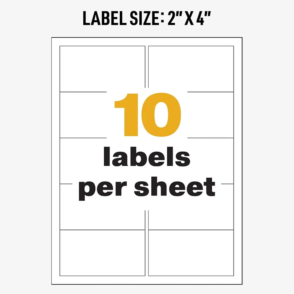 Labels|Avery UltraDuty Waterproof Laser GHS Chemical Labels, 2" x 4", White, 500 Labels/Box (60505)