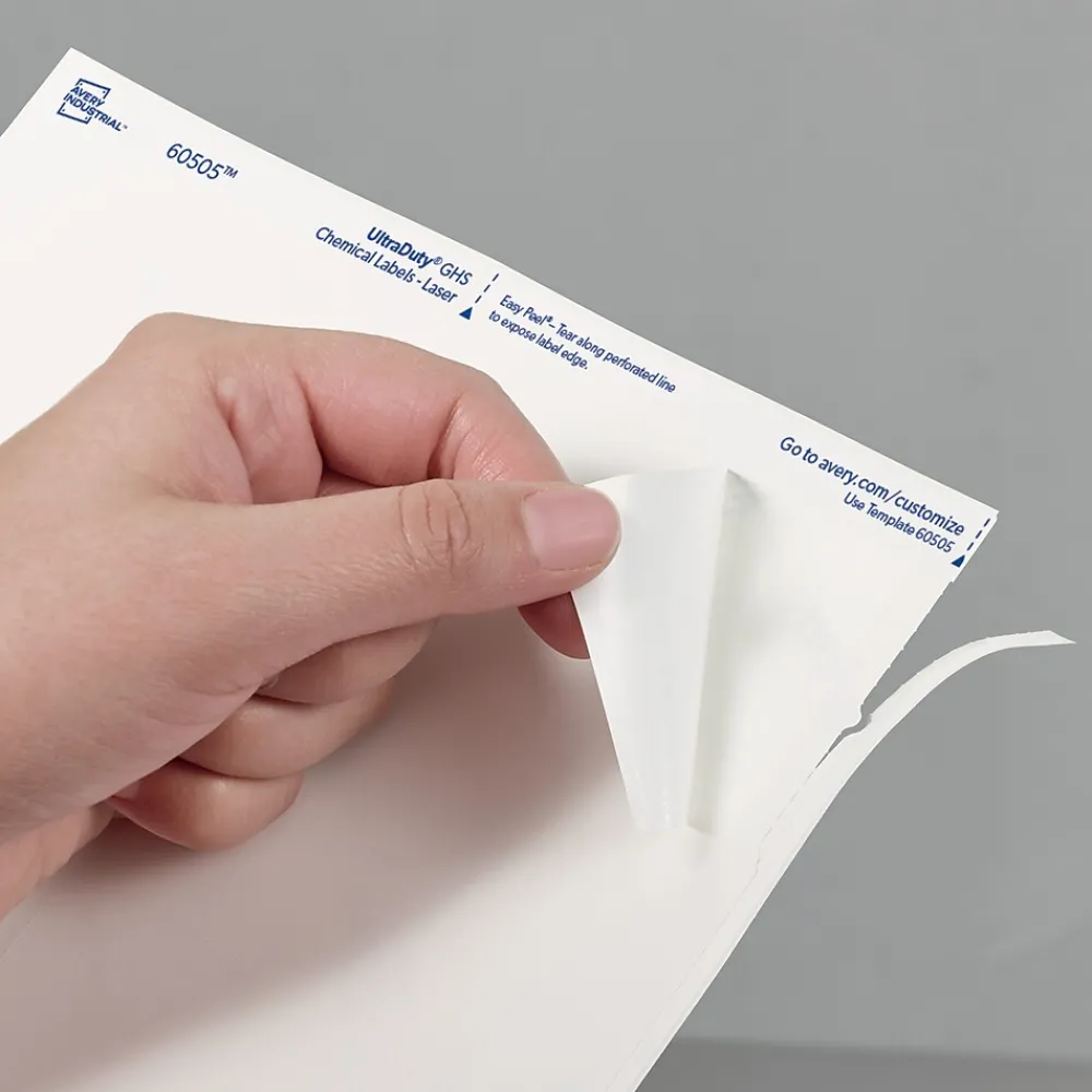 Labels|Avery UltraDuty Waterproof Laser GHS Chemical Labels, 2" x 4", White, 500 Labels/Box (60505)