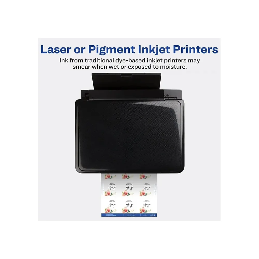 Labels|Avery Waterproof Laser/Pigment-Inkjet Square Labels, 2" x 2", Glossy White, 96 Labels/Pack (64510)
