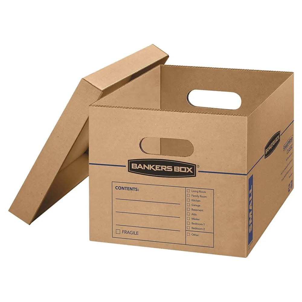 File Storage|Bankers Box® Bankers Box File Moving Boxes, Kraft/Blue, 10/Pack (7714216)