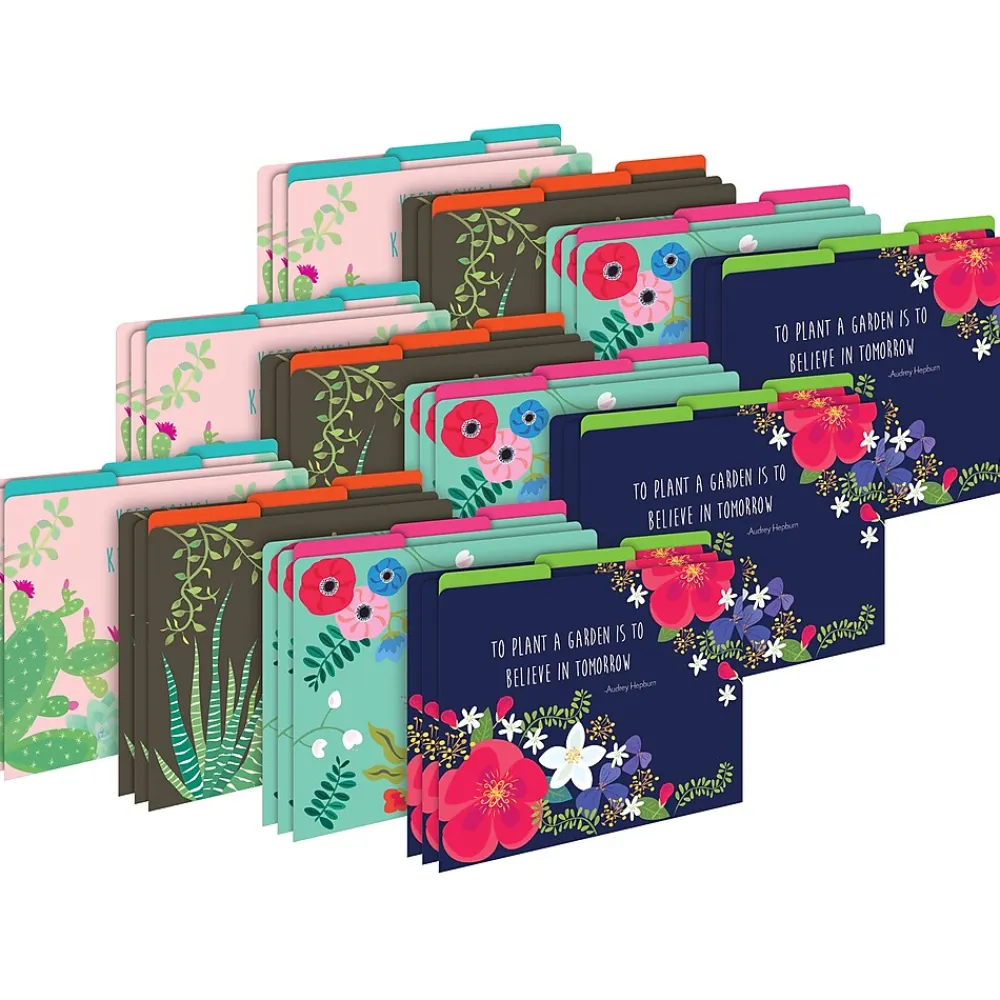 File Folders|Barker Creek File Folder Set, 1/3-Cut Tab, Letter-Size, Petals & Prickles, 36/Set (4371)