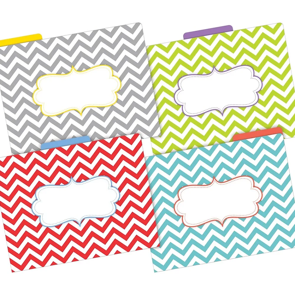File Folders|Barker Creek Beautiful Chevron File Folder, 1/3-Cut Tab, Letter Size, Assorted, 36/Set (4395)