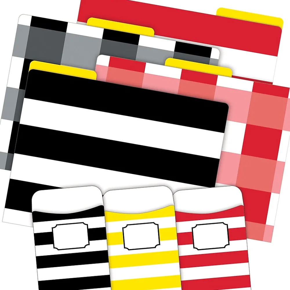 File Folders|Barker Creek Buffalo Plaid & Wide Stripes File Folder, 1/3-Cut Tab, Letter Size, Assorted, 42/Set (4421)