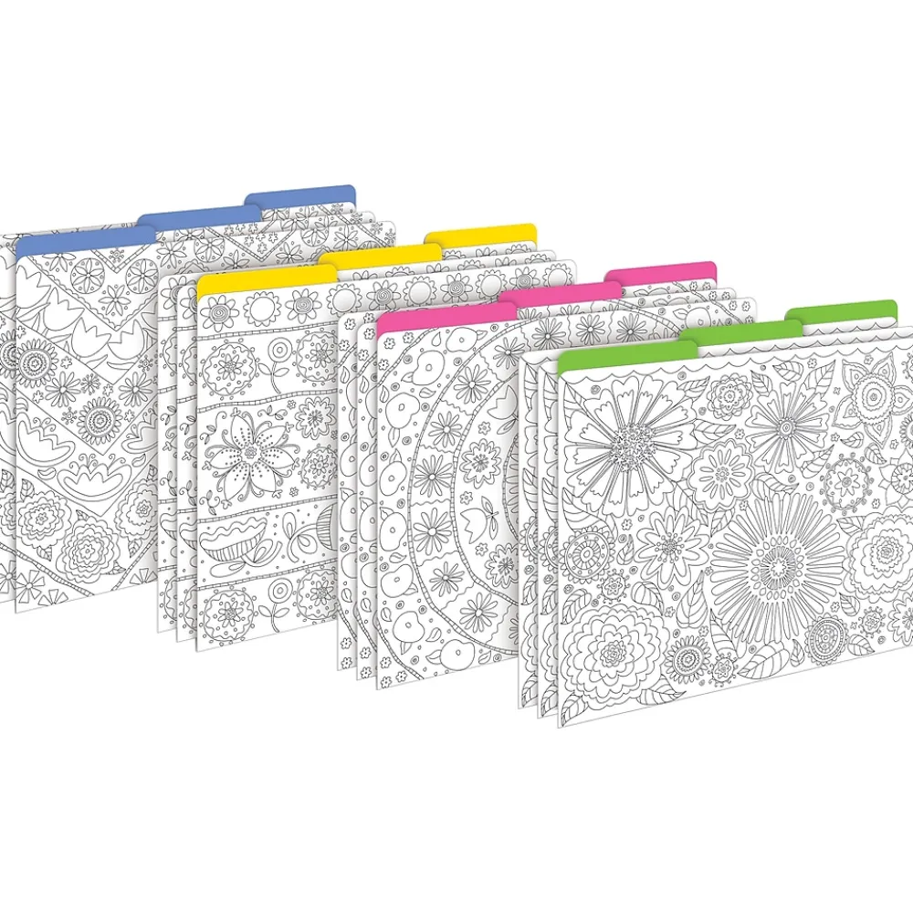 File Folders|Barker Creek Color Me! Folder & Pocket Set, 1/3-Cut Tab, Letter Size, In My Garden, 42/Set (4409)