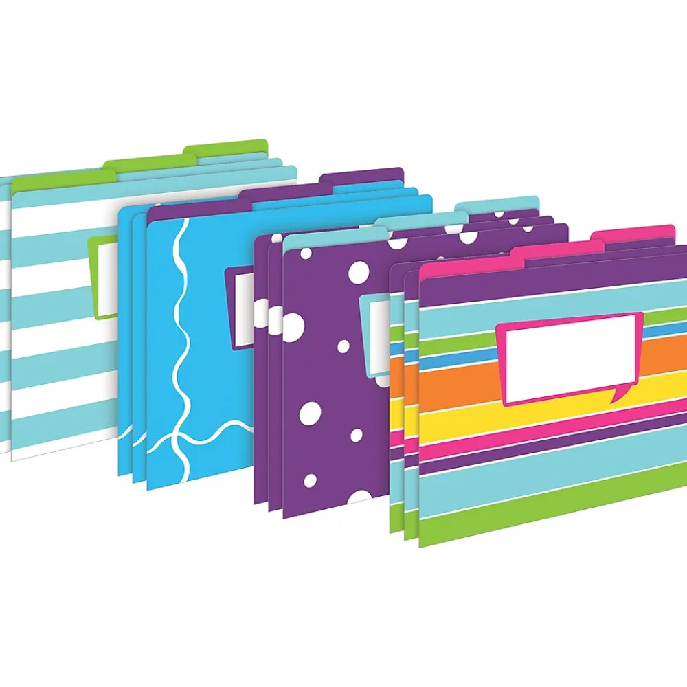 File Folders|Barker Creek Folder & Pocket Set, 1/3-Cut Tab, Letter Size, Multicolored, 42/Set (4412)