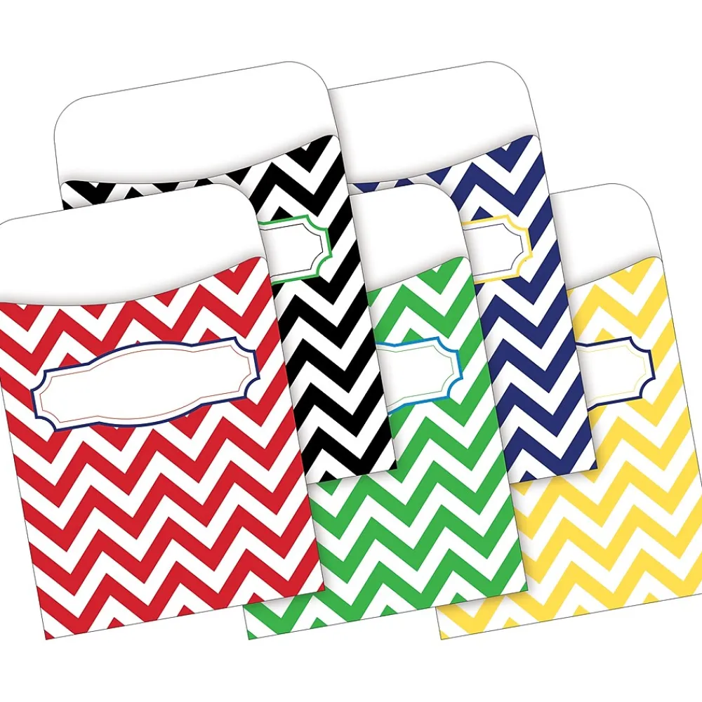 File Folders|Barker Creek Folder & Pocket Set, 1/3-Cut Tab, Letter Size, Chevron Nautical, 42/Set (4416)