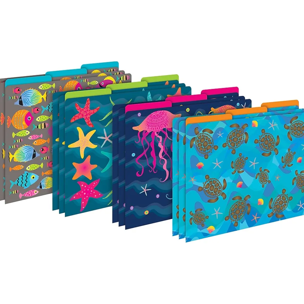 File Folders|Barker Creek Get Organized File Folder Set, 1/3-Cut Tab, Letter Size, Kai Ola Sea Turtles, 107/Set (150)