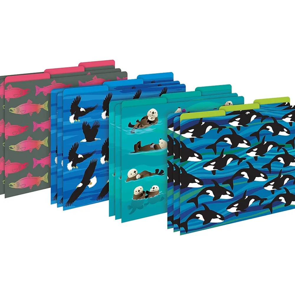 File Folders|Barker Creek Sea & Sky Whales File Folder, 1/3-Cut Tab, Letter Size, Assorted, 107/Set (145)
