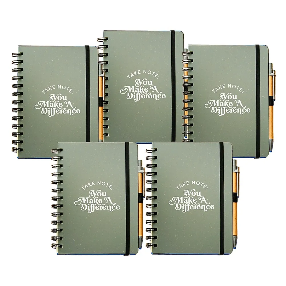Journals|Baudville Journal, Wide-Ruled, Green/White, 70 Pages, 5/Pack (1396065P531)