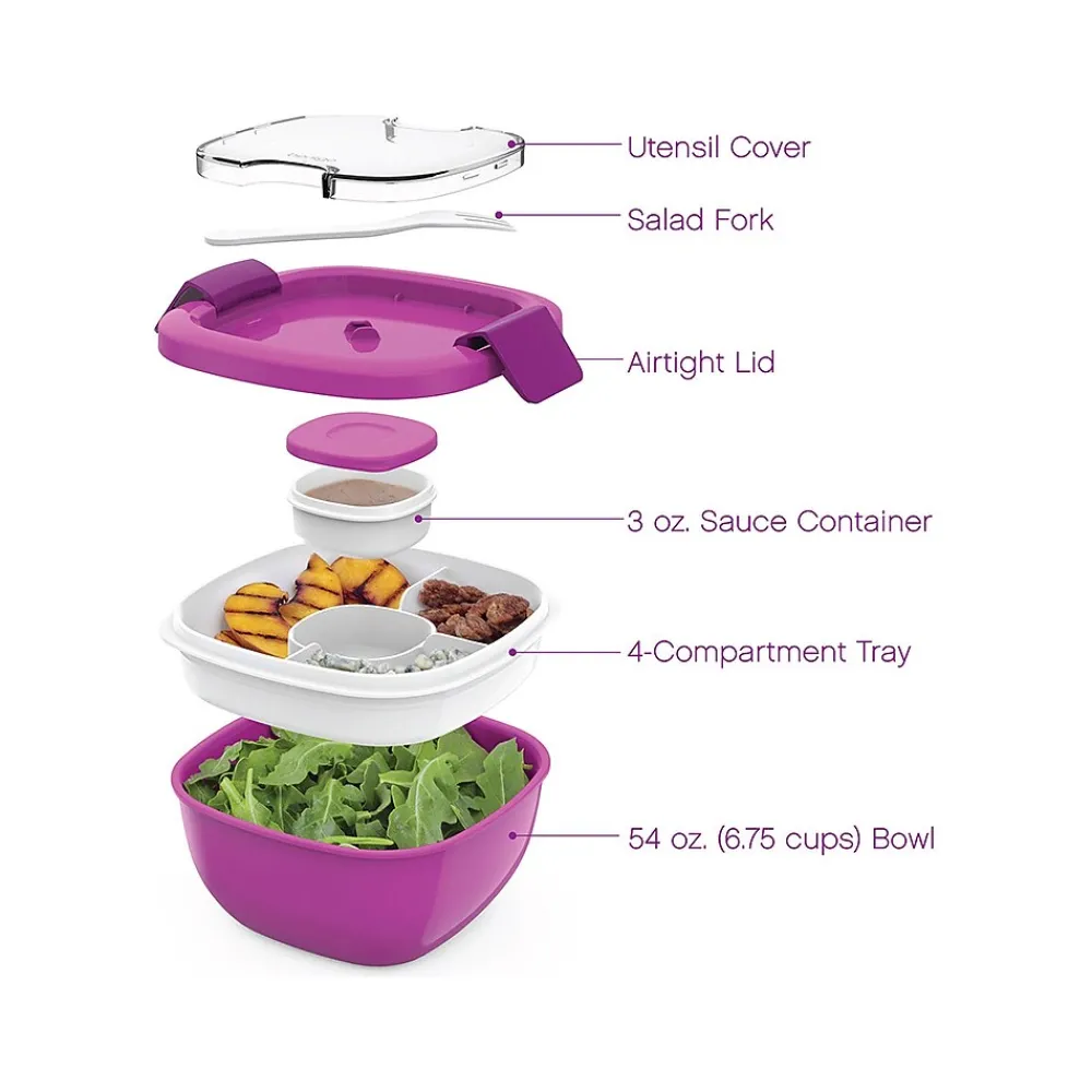Lunch Totes & Water Bottles|bentgo Salad Container, Purple, 54 oz. (BGOSAL-P)