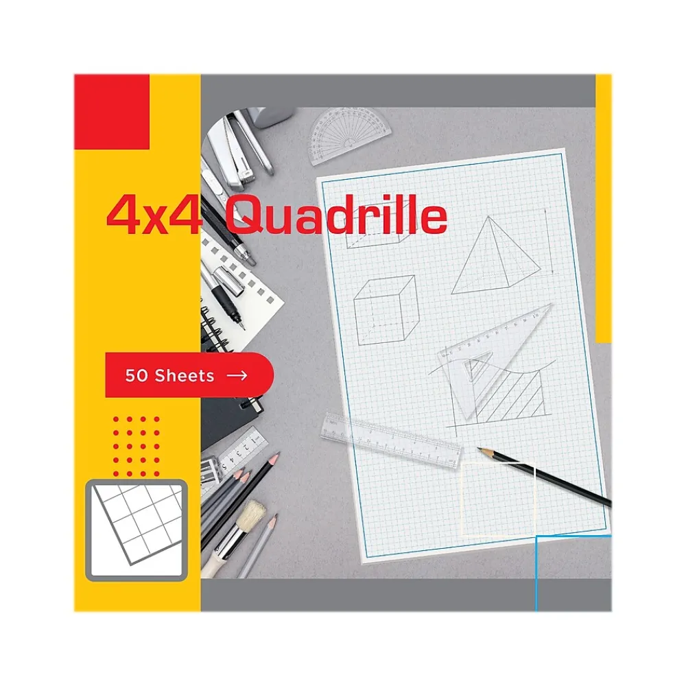 Notepads|Better Office Graph Pad, 11" x 17", Quad-Ruled, White, 50 Sheets/Pad (25603)