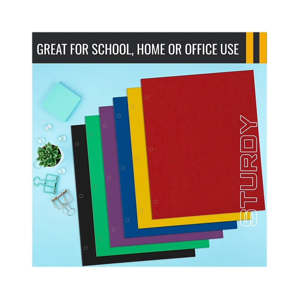 Pocket Folders|Better Office 3-Hole Punched 2-Pocket Portfolio Folders, Assorted Colors, 100/Pack (80100-100PK)