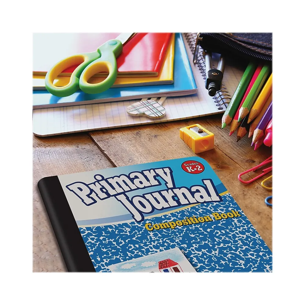Composition Notebooks|Better Office Primary Journal 1-Subject Composition Notebooks, 7.5" x 9.75", Primary, 100 Sheets, Blue, 3/Pack (25403-3PK)
