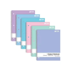Subject Notebooks|Better Office 1-Subject Notebooks, 8" x 10.5", College Ruled, 70 Sheets, 6/Pack (25726-6PK)