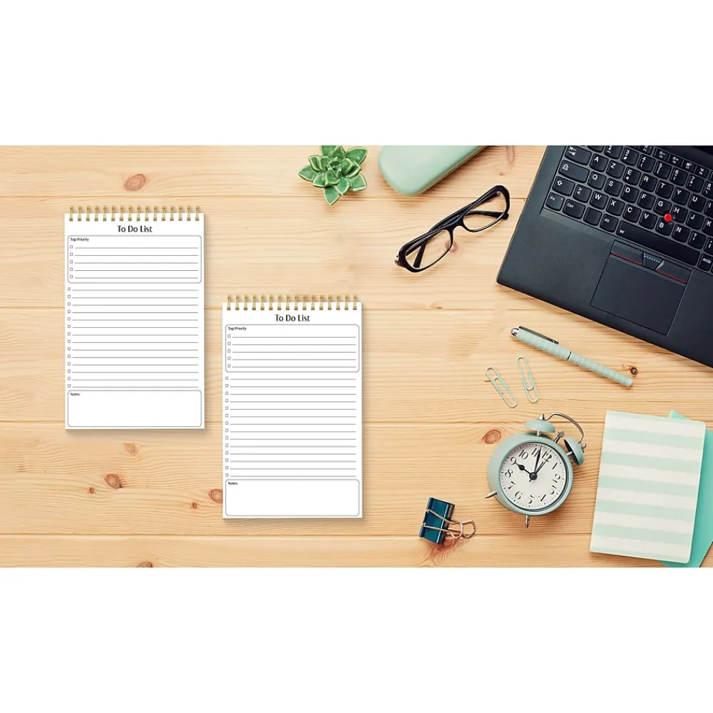 Notepads|Better Office To-Do List Notepad, 5.5" x 8.5", Ruled, White, 50 Sheets/Pad, 2 Pads/Pack (25824-2PK)
