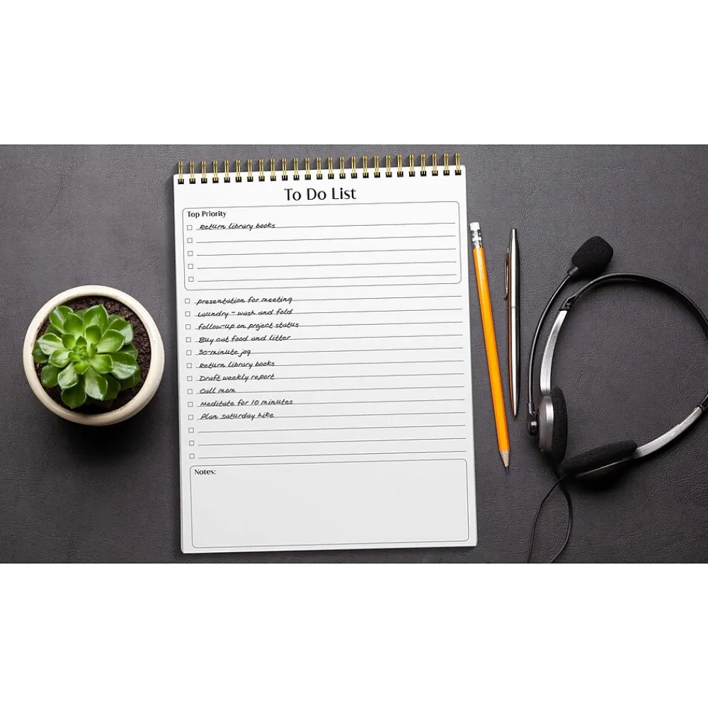 Notepads|Better Office To-Do List Notepad, 8.5" x 11", Ruled, White, 50 Sheets/Pad, 3 Pads/Pack (25823-3PK)