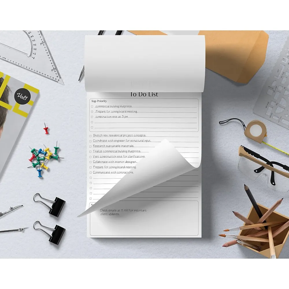 Notepads|Better Office To-Do List Notepad, 8.5" x 11", Project-Ruled, White/Black, 50 Sheets/Pad (25832)