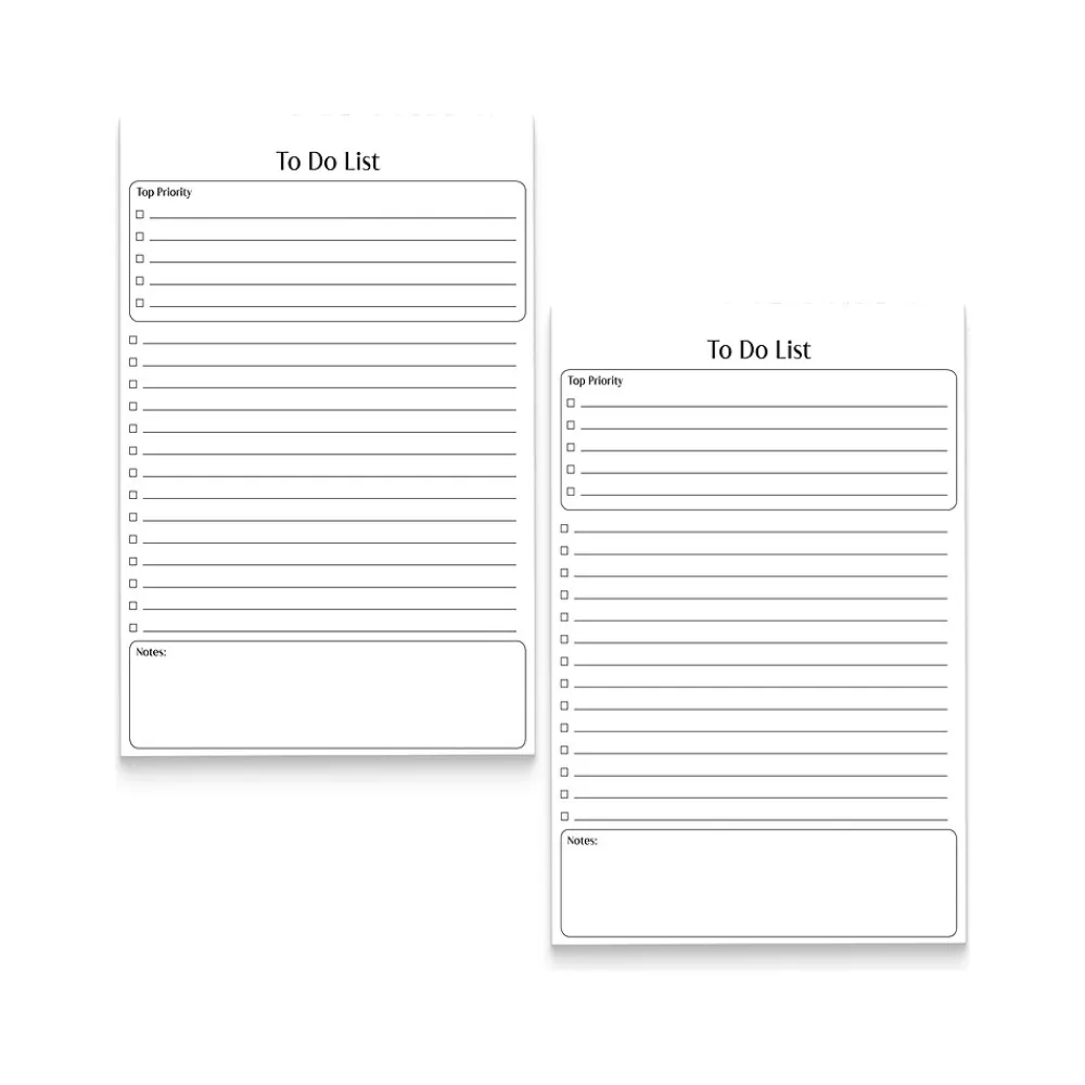 Notepads|Better Office To-Do List Notepad, 5.5" x 8.5", Ruled, White, 50 Sheets/Pad, 2 Pads/Pack (25834-2PK)