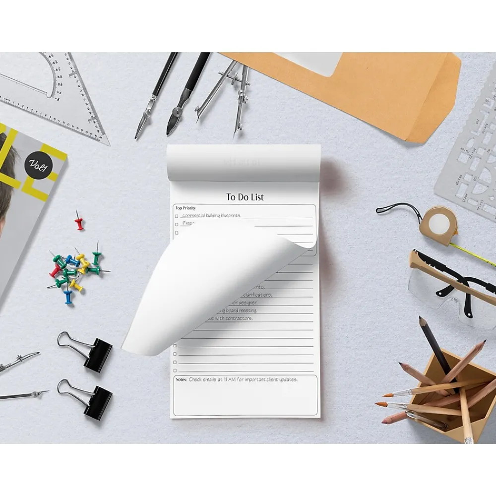Notepads|Better Office To-Do List Notepad, 5.5" x 8.5", Ruled, White, 50 Sheets/Pad, 2 Pads/Pack (25834-2PK)