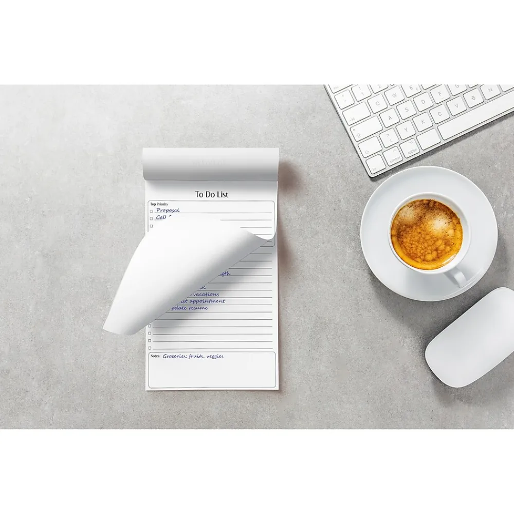 Notepads|Better Office To-Do List Notepad, 5.5" x 8.5", Ruled, White, 50 Sheets/Pad, 2 Pads/Pack (25834-2PK)