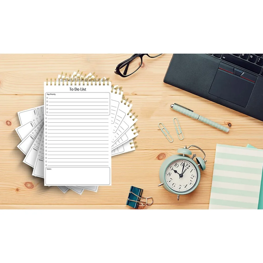 Notepads|Better Office To-Do List Notepad, 5.5" x 8.5", Ruled, White, 50 Sheets/Pad, 6 Pads/Pack (25825-6PK)
