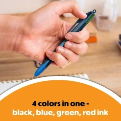 Pens|BIC 4-Color Smooth Retractable Ballpoint Pen, Medium Point, Assorted Ink, 12/Pack (MMS11-AST)