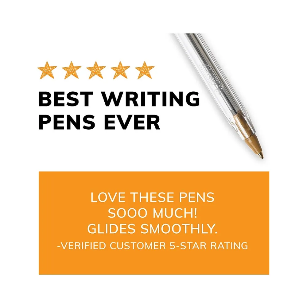 Pens|BIC Cristal Xtra Smooth Ballpoint Pen, Medium Point, Blue Ink, 500/Pack (MS500E-BLU)