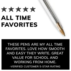 Pens|BIC Cristal Xtra Smooth Ballpoint Pen, Medium Point, Black Ink, 24/Box, 6 Boxes/Pack (MS144E-BLK)