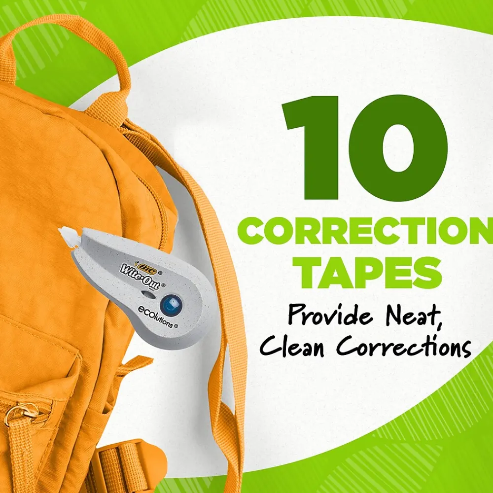 Correction & White-Out|BIC Ecolutions Wite-Out Brand Correction Tape, White, 10/Pack (WOET10-WHI)
