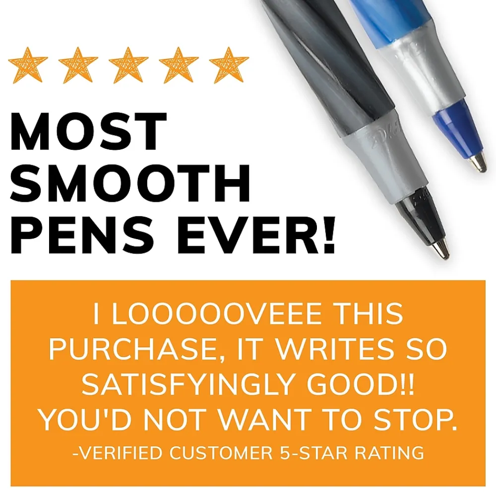 Pens|BIC Round Stic Grip Xtra Comfort Ballpoint Pen, Medium Point, Blue Ink, 24/Box, 6 Boxes/Pack (GSMG144E-BLU)