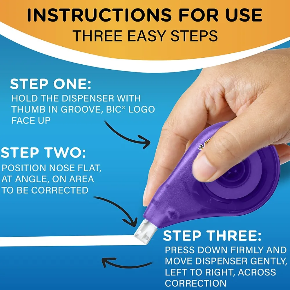 Correction & White-Out|BIC Wite-Out Correction Tape, White, 4/Pack (50589)