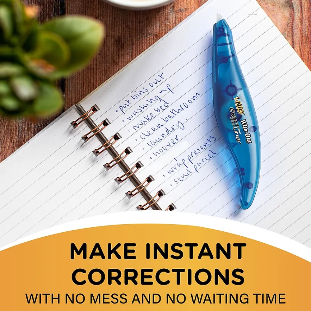 Correction & White-Out|BIC Wite-Out Exact Liner Correction Tape, White, 2/Pack (50744)