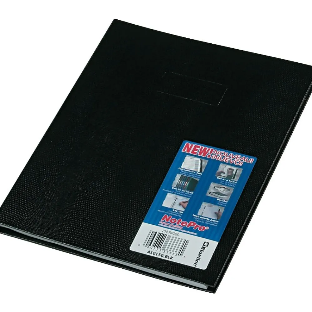 Notebooks|Blueline NotePro 1-Subject Professional Notebooks, 8" x 11", Wide Ruled, 75 Sheets, Black (REDA10150BLK)
