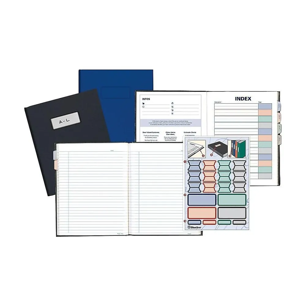Notebooks|Blueline Professional Notebooks, 7.25" x 9.25", College Ruled, 96 Sheets, Black (A9)