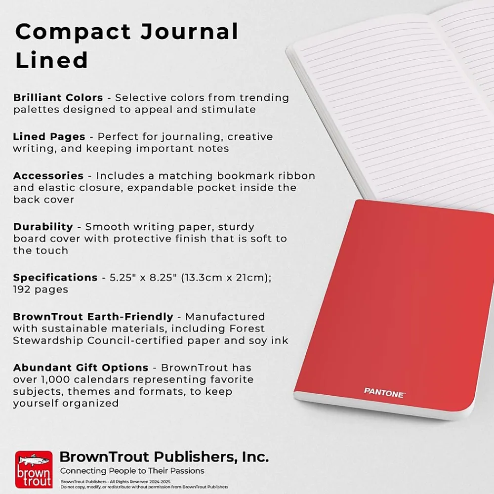 Journals|BrownTrout Pantone Soft Cover Journal, 5.25" x 8.25", Red, 192 Pages (9781975480561)