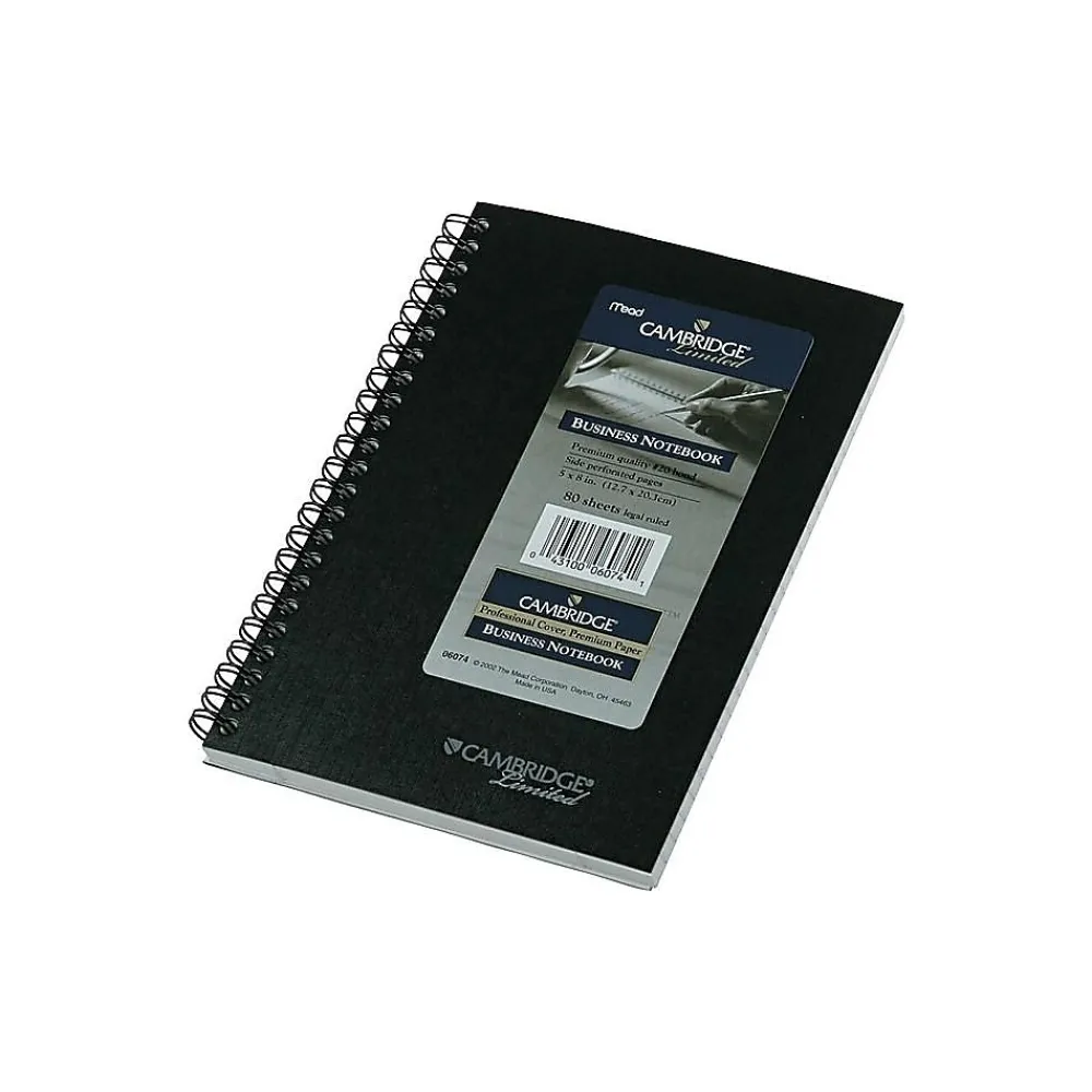 Subject Notebooks|Cambridge 1-Subject Notebooks, 5" x 8", Wide Ruled, 80 Sheets, Black (06074)