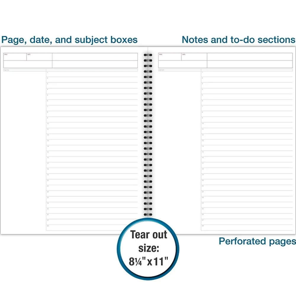 Notebooks|Cambridge 1-Subject Professional Notebooks, 8.5" x 11", Wide Ruled, 80 Sheets, Black (06064)