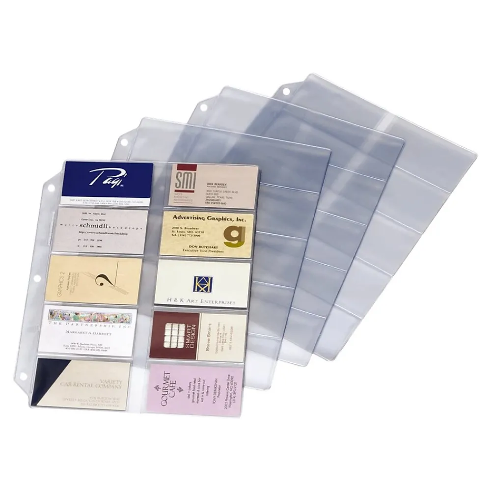 Sheet Protectors|Cardinal Business Card Refill Pages, Clear, 20 Card Capacity per Page, 10/Pack (7856 000)