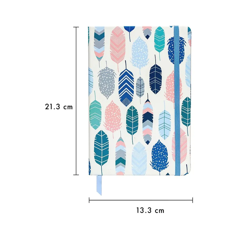 Journals|Carpe Diem Feathers Journal, 5.24" x 8.27", Wide-Ruled, Multicolor, 192 Pages (9373-CD)
