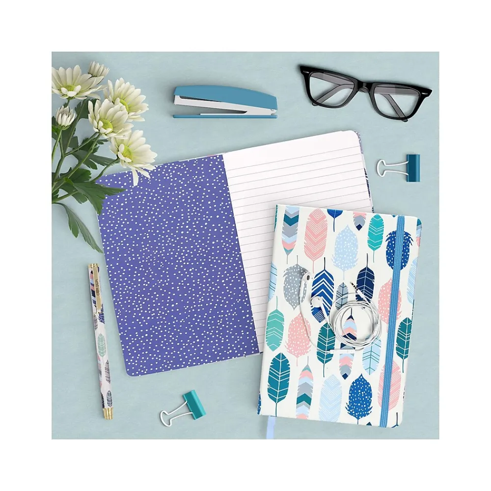 Journals|Carpe Diem Feathers Journal, 5.24" x 8.27", Wide-Ruled, Multicolor, 192 Pages (9373-CD)