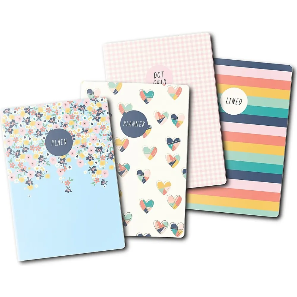 Subject Notebooks|Carpe Diem Hearts 1-Subject Notebooks, 4.1" x 5.8", 16 Sheets, Assorted Colors, 4/Pack (9367-CD)