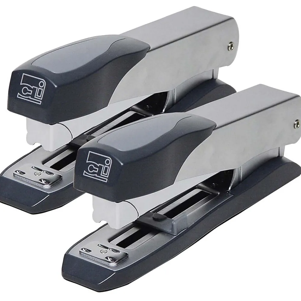 Staplers|Charles Leonard High Capacity Executive Stapler, 50 Sheet Capacity, Gray/Black, Pack of 2 (CHL82415-2)