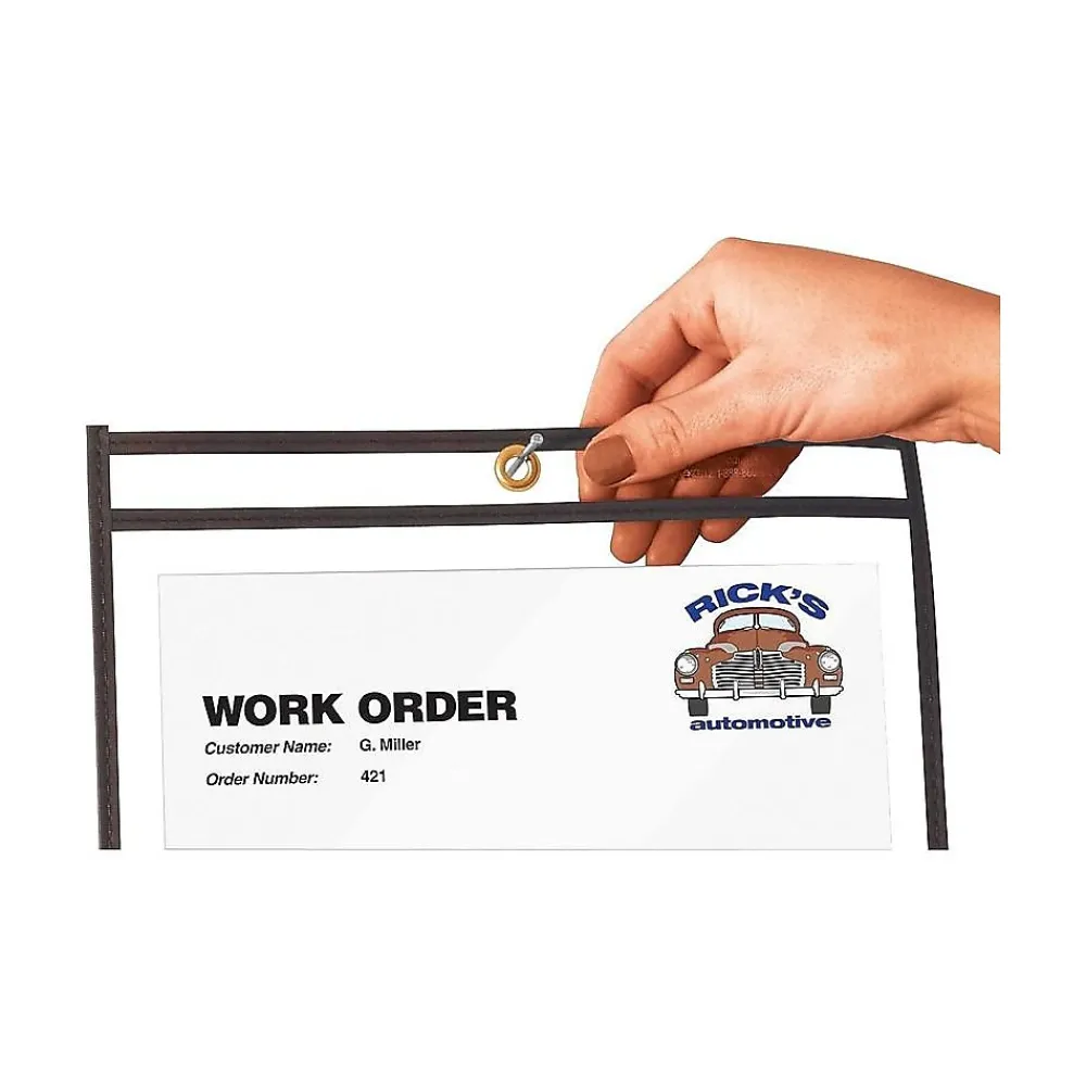 Sheet Protectors|C-Line Vinyl Job Ticket Holders, 8-1/2" x 11", Clear with Black Edges25/Box (46911)
