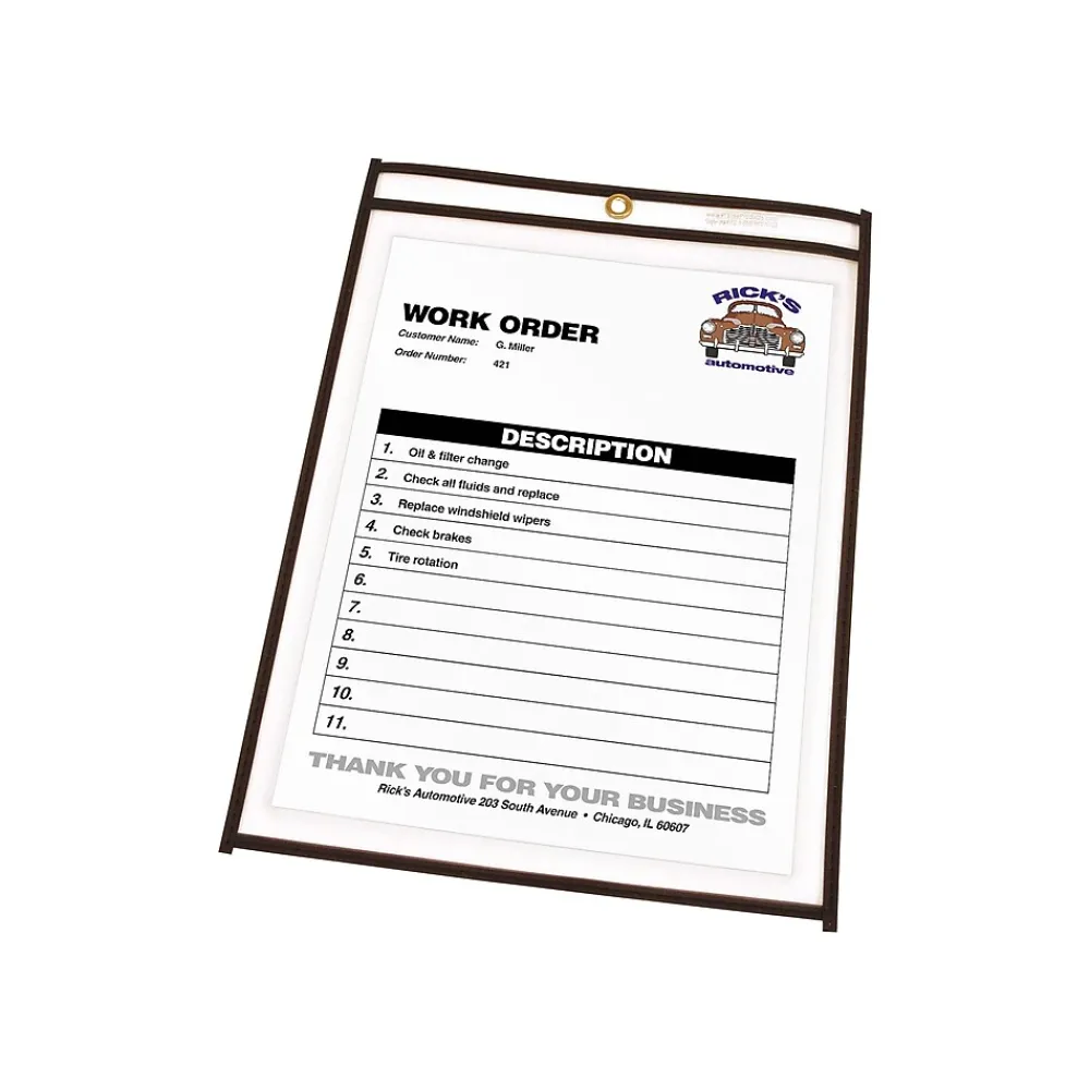 Sheet Protectors|C-Line Vinyl Job Ticket Holders, 8-1/2" x 11", Clear with Black Edges25/Box (46911)