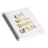 Notebooks|DENY Designs Eat Well Travel Often Gold by Cat Coquillette Notebook, 5.5" x 8.25", Dotted Ruled, 40 Sheets, White