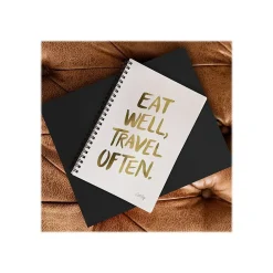 Notebooks|DENY Designs Eat Well Travel Often Gold by Cat Coquillette Notebook, 5.5