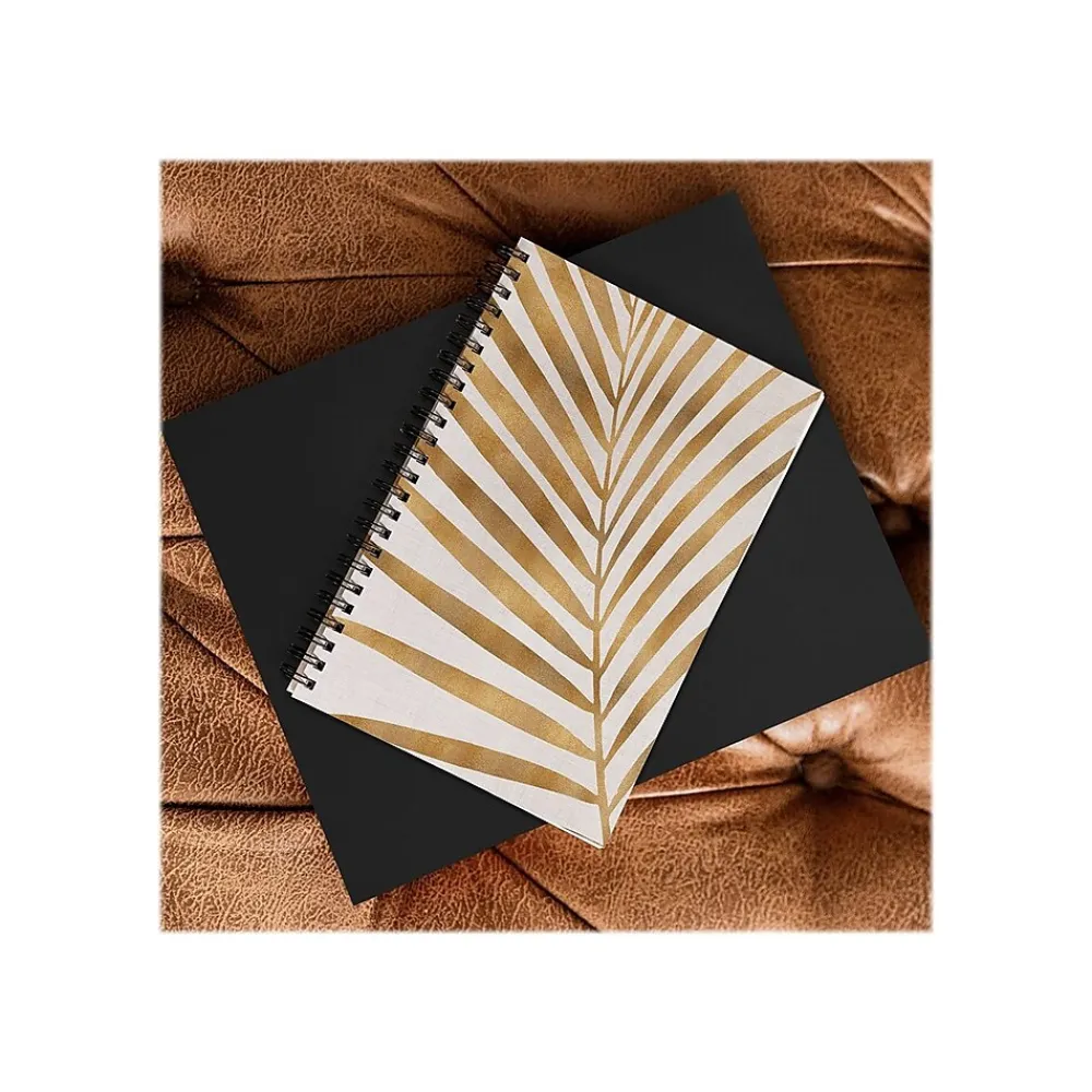 Notebooks|DENY Designs Metallic Gold Palm Leaf by Modern Tropical Notebook, 5.5" x 8.25", Dotted, 40 Sheets, White/Gold