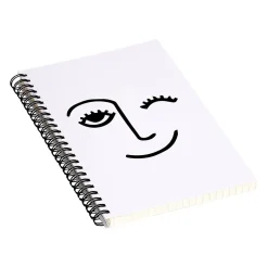 Notebooks|DENY Designs Wink Face by Mambo Art Studio Professional Notebooks, 5.5" x 8.25", Dotted, 40 Sheets, White (68797-NOBS01)